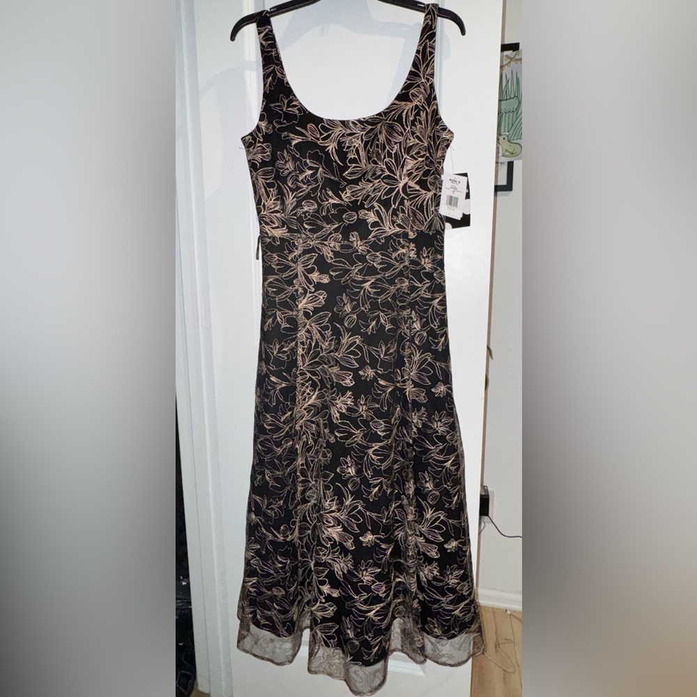 Madison Tara Black and Pink Floral Maxi Dress